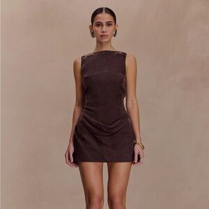 Meshki Bexley Draped Mini Dress - Dark Chocolate